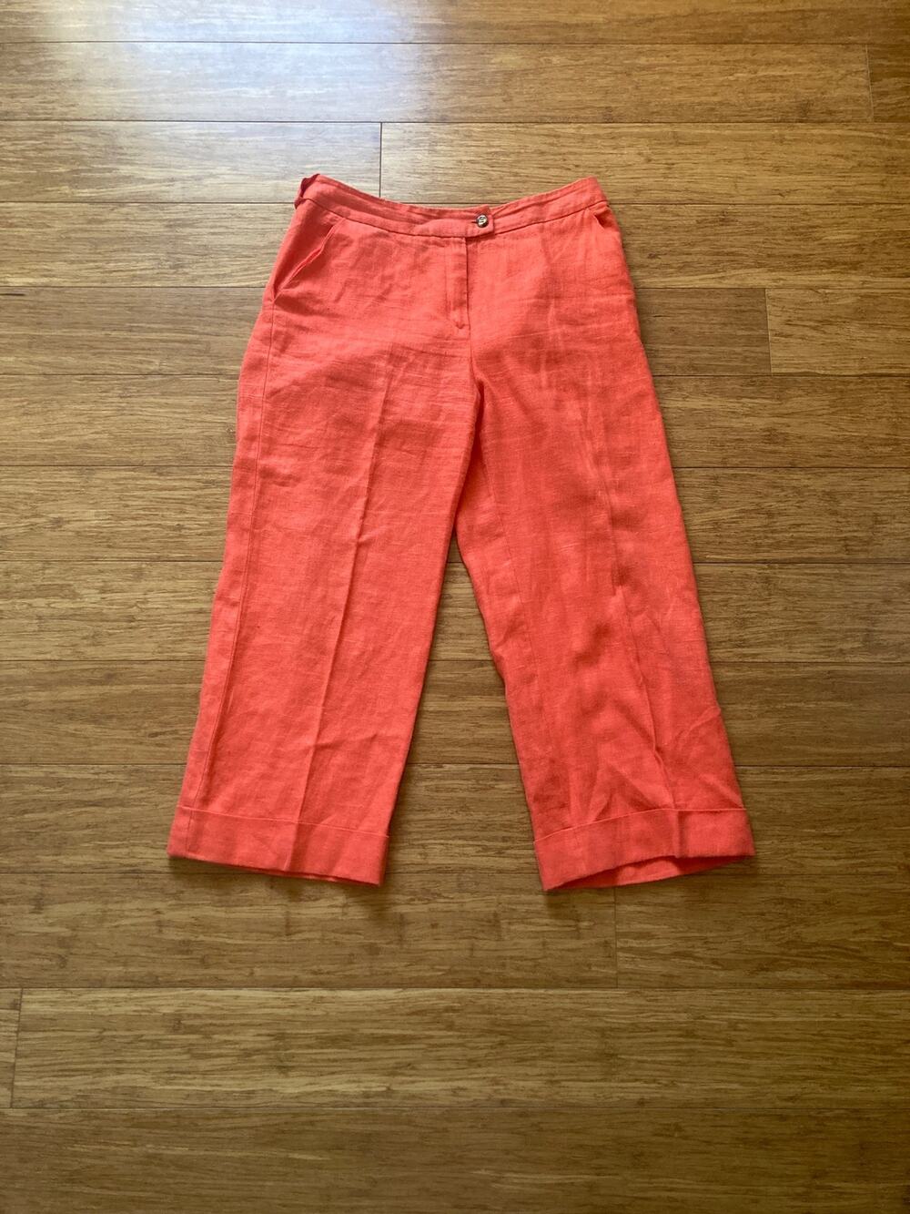 Harve Benard Orange Linen Pants, Size 8